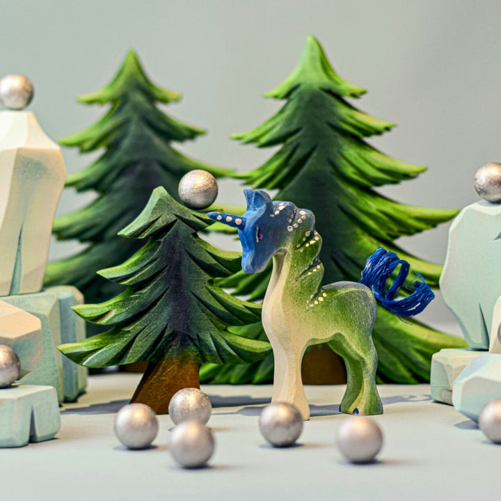  BumbuToys Handcrafted Wooden Tree Fir Large from Australia in a small-world play setting
