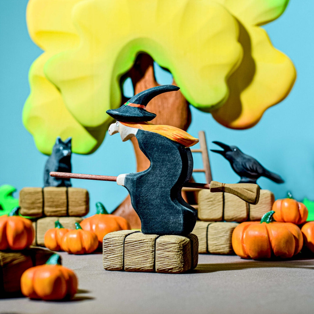 BumbuToys Handcrafted Wooden Tree Oak Large Autumn from Australia in a small-world play setting