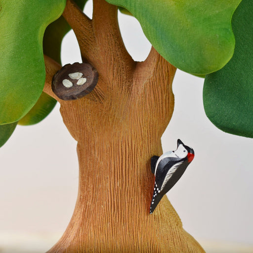 BumbuToys Handcrafted Wooden Tree Large Autumn Oak with Woodpecker from Australia