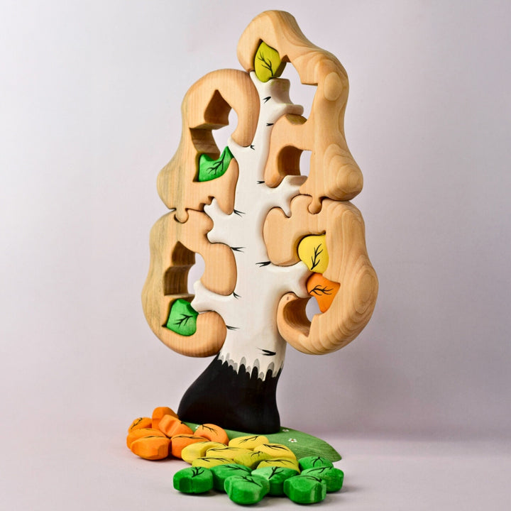 Bumbu Toys Handcrafted Wooden Tree The Birch Big Puzzle for Small World Play from Australia