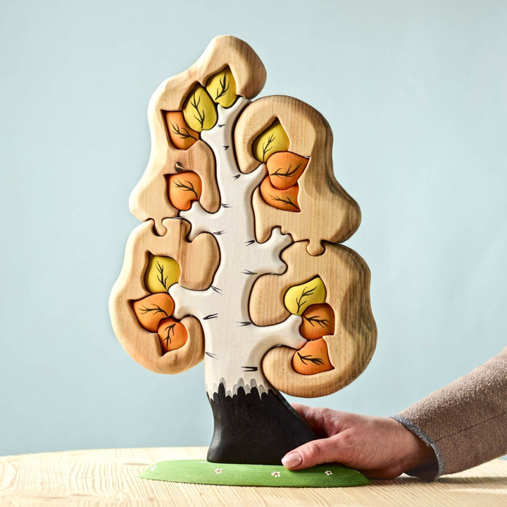 Bumbu Toys Handcrafted Wooden Tree The Birch Big Puzzle for Small World Play from Australia