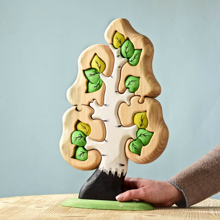 Bumbu Toys Handcrafted Wooden Tree The Birch Big Puzzle for Small World Play from Australia