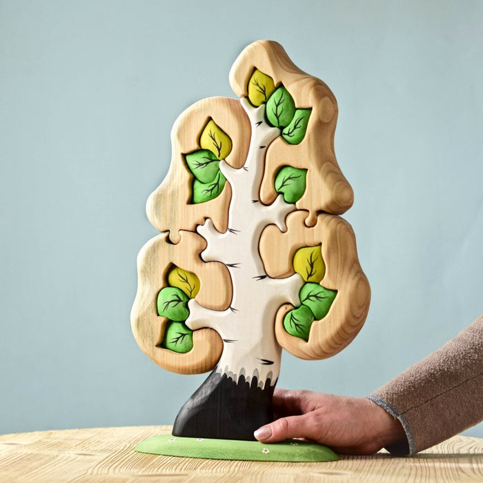 Bumbu Toys Handcrafted Wooden Tree The Birch Big Puzzle for Small World Play from Australia