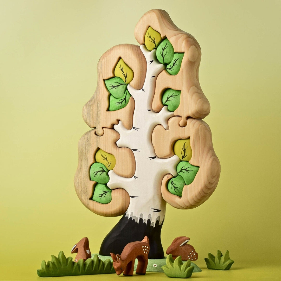Bumbu Toys Handcrafted Wooden Tree The Birch Big Puzzle for Small World Play from Australia
