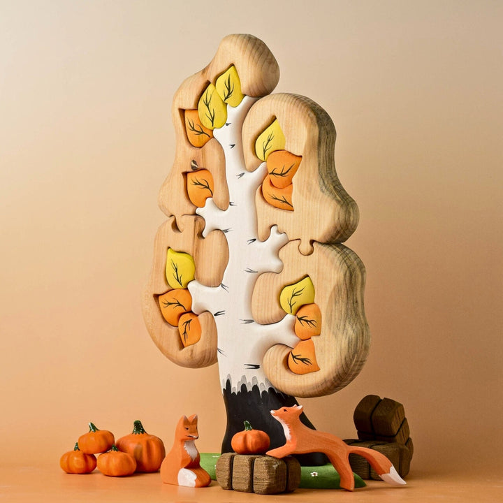 Bumbu Toys Handcrafted Wooden Tree The Birch Big Puzzle for Small World Play from Australia