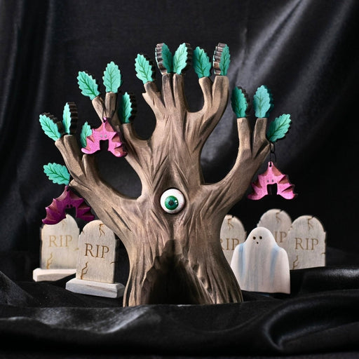 BumbuToys Wooden Tree - The Watching Oak - Green for Small World Play from Australia
