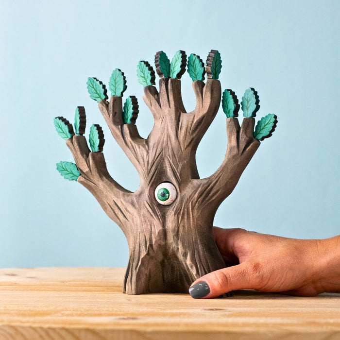 BumbuToys Wooden Tree - The Watching Oak - Green for Small World Play from Australia