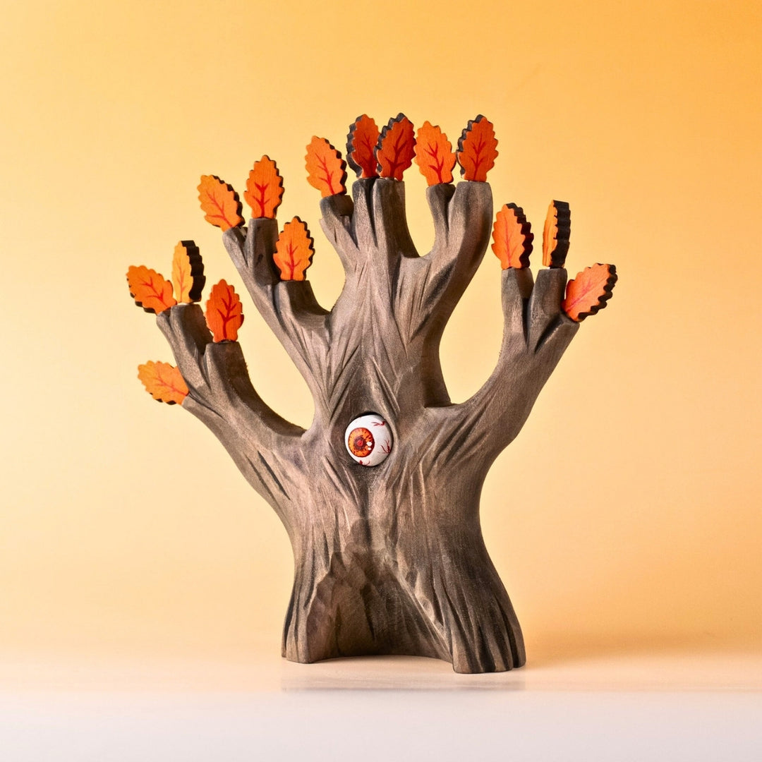 BumbuToys Wooden Tree - The Watching Oak - Orange for Small World Play from Australia