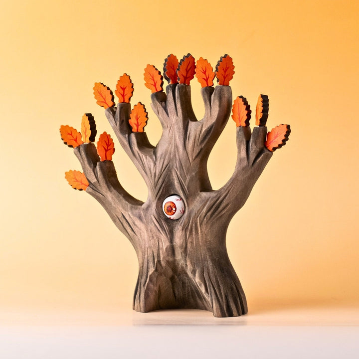 BumbuToys Wooden Tree - The Watching Oak - Orange for Small World Play from Australia
