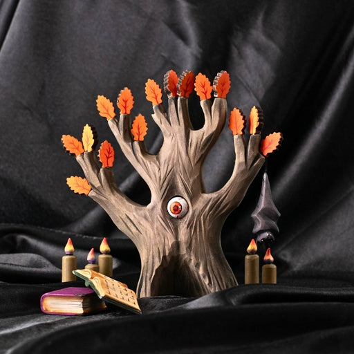 BumbuToys Wooden Tree - The Watching Oak - Orange for Small World Play from Australia