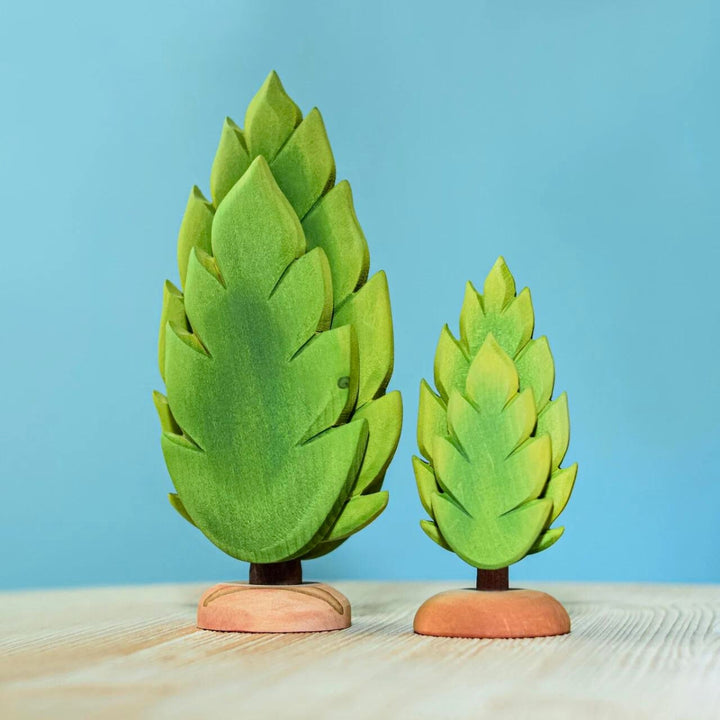 BumbuToys Handcrafted Wooden Tree Large Thuja from Australia in a small-world play setting