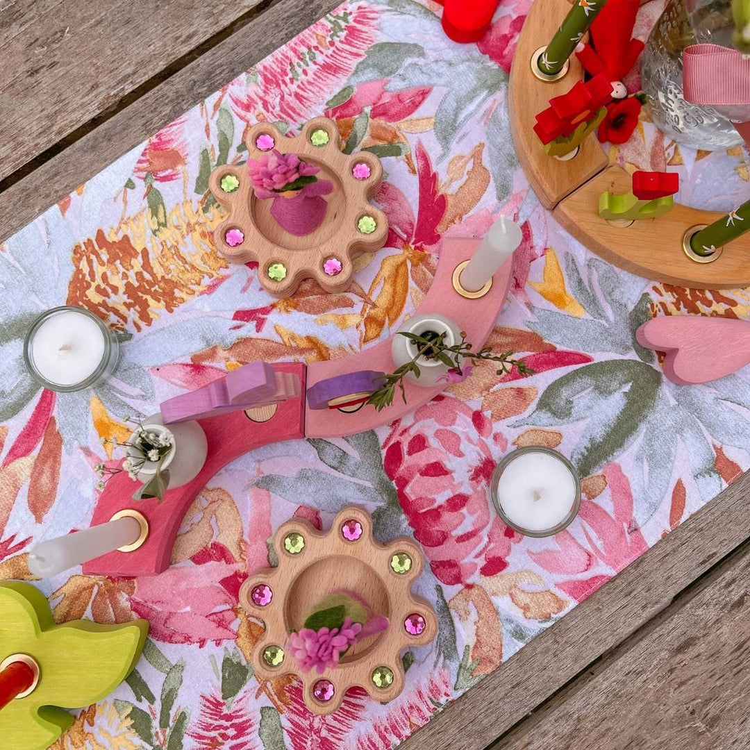 Regenbogenland Flower Garden - Premium Interlocking Wooden Construction Set - Australia