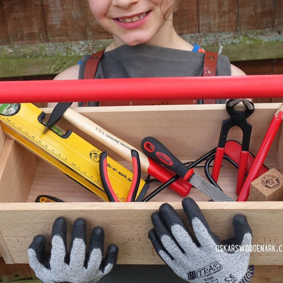 Tool Box Wooden DIY Kit Corvus Kids at work real tools for kids — Oskar