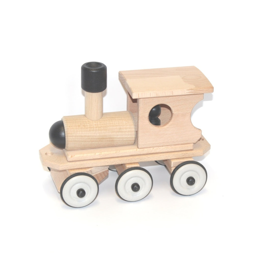 DY-180114 Dynamiko Wooden Steerable Push Along Train with Peg Doll