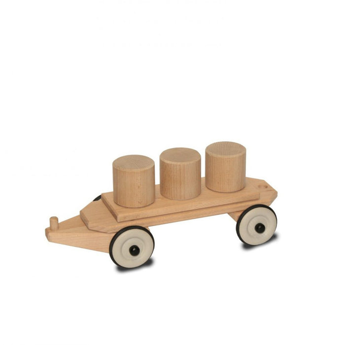 DY-180176 Dynamiko Wooden Push Along Train Flatbed Carriage with Cylinder Blocks