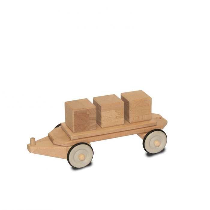 DY-180169 Dynamiko Wooden Push Along Train Flatbed Carriage with Square Blocks