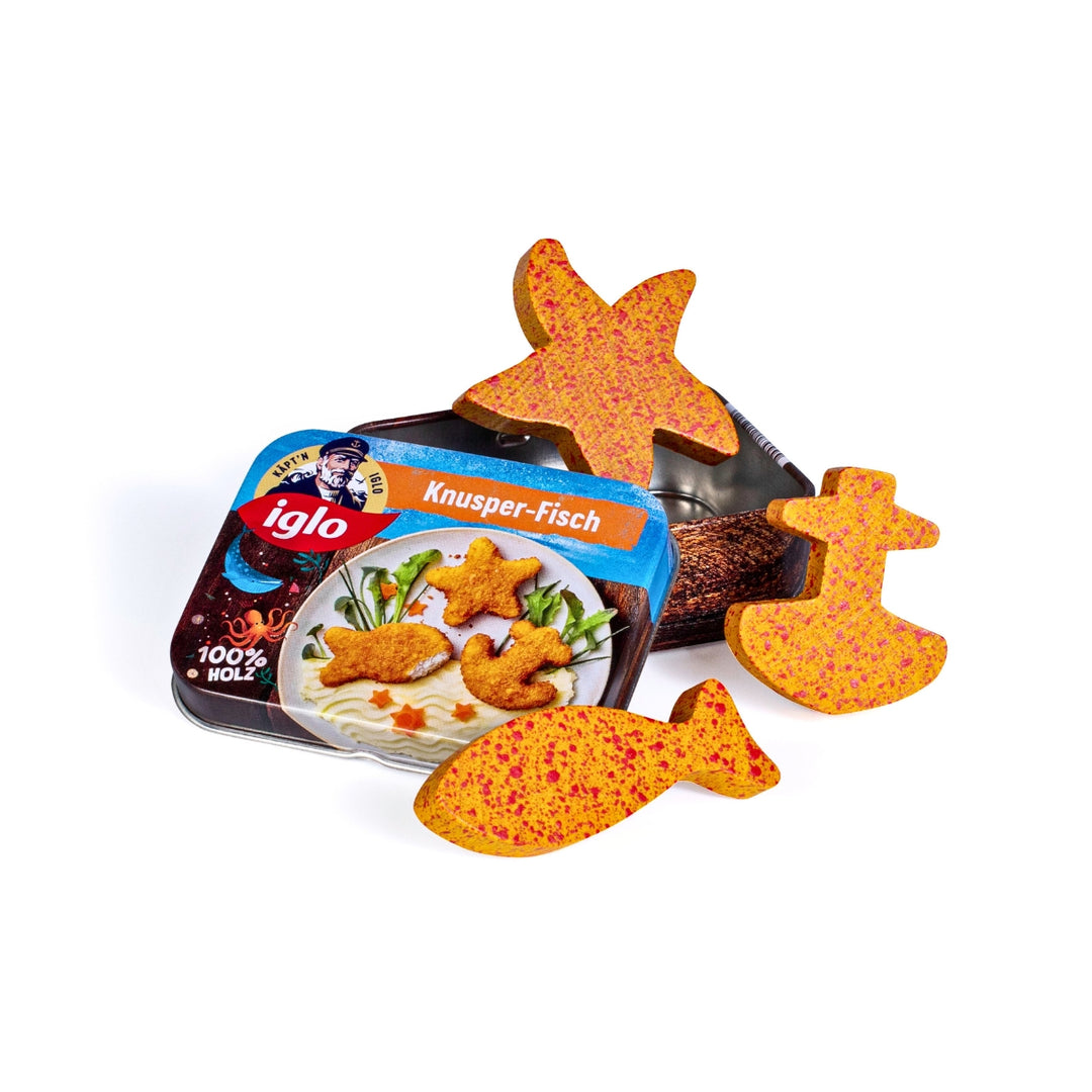 Erzi Fish Nuggets in a Tin Wooden Play Food for Children's Pretend Play from Australia