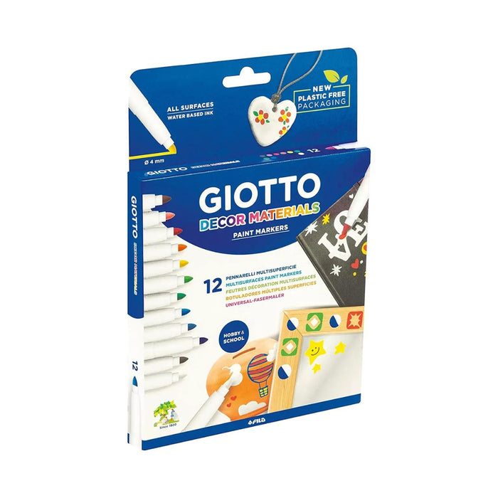 F453400 GIOTTO Decor Material Felt Tip Pens Hangable Cardboard Box - 12 Colours