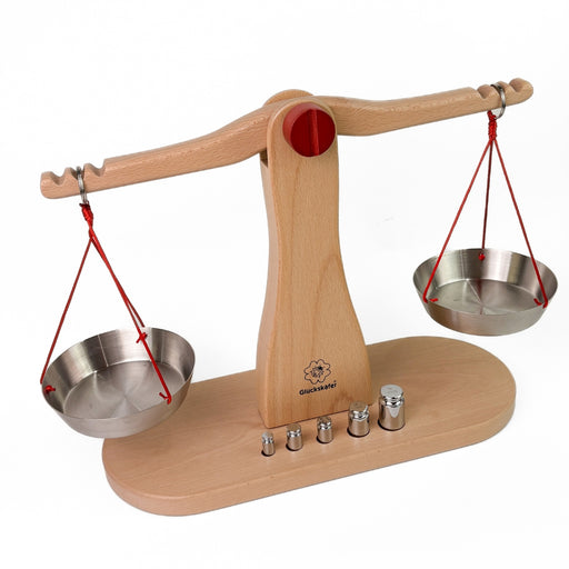 Gluckskafer Wooden Balance Scales w 5 Brass Weights 39cm - Online, Australia