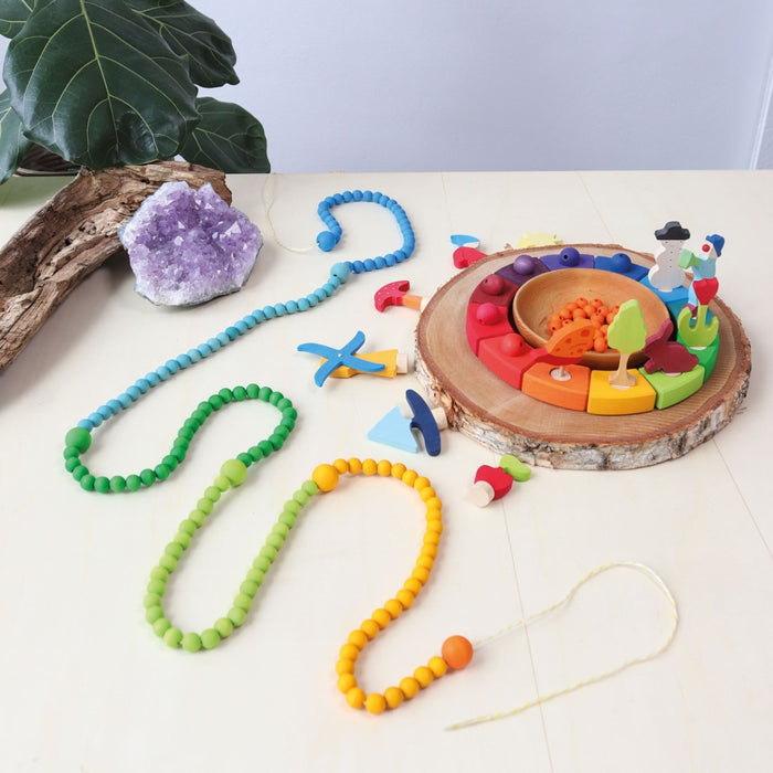 10260 Grimm's Wooden Beads Rainbow - 120 Pieces, 12mm