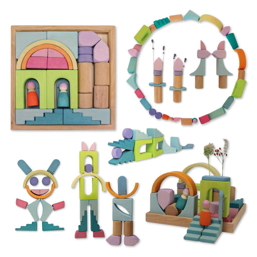 OWA-GRIMMS-CLOUD-DUO-BUN Grimm’s Building World Cloud Play with Small World Play in the Woods Duo Set  - Shop Online at Oskar's Wooden Ark Australia
