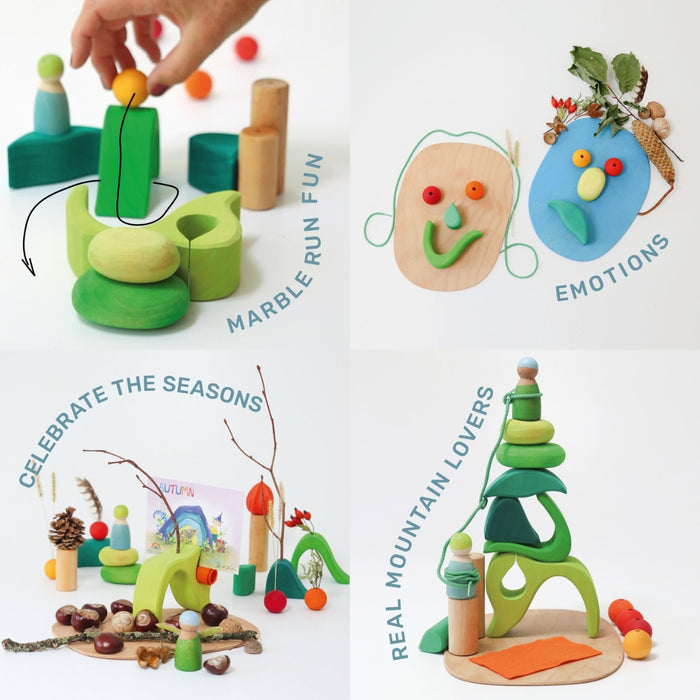 OWA-GRIMMS-CLOUD-DUO-BUN Grimm’s Building World Cloud Play with Small World Play in the Woods Duo Set  - Shop Online at Oskar's Wooden Ark Australia