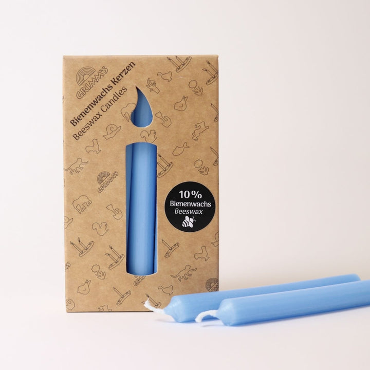 Grimm's Candles Blue 10% Beeswax Pack of 12 from Australia