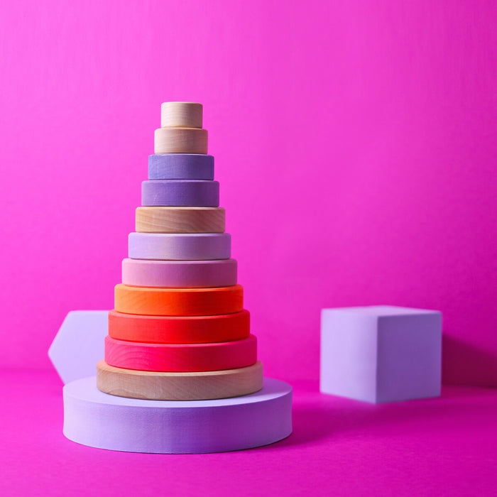 Grimm's Stacking Tower Conical Large - Neon Pink (2023)