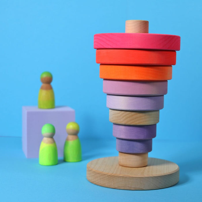 Grimm's Stacking Tower Conical Large - Neon Pink (2023)