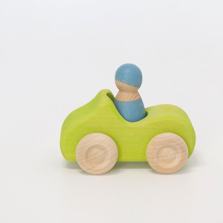Grimm's Small, Green Wooden Toy Car and Peg Doll from Australia