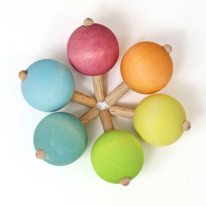 Grimm's Wooden Spinning Top in Pastel Colours, Set of 6 from Australia