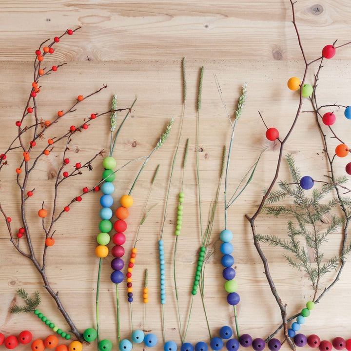 GR-10270 Grimm's Wooden Beads Rainbow - 480 Pieces, 12mm