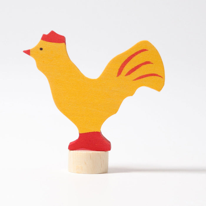 GR-03951 Grimm's Yellow Rooster Candle Holder Decoration