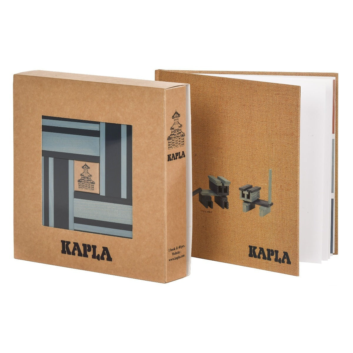 KAPLA 40 Squares Light Blue - Wooden Construction Set - 40 Light Blue Colored Building Planks - For Ages 3