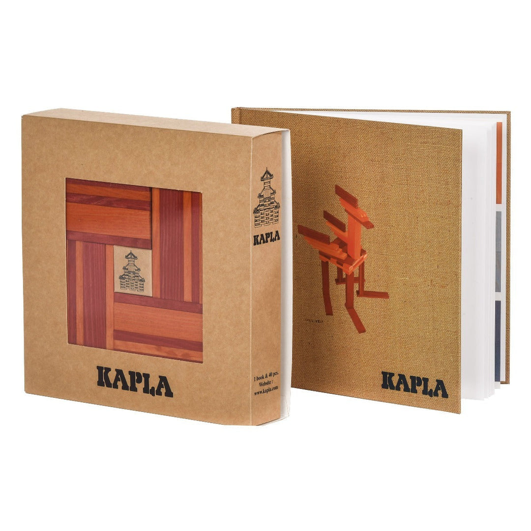 KAPLA Blocks Building Planks & Art Book 40 Two Colours Red & Orange Set from Australia