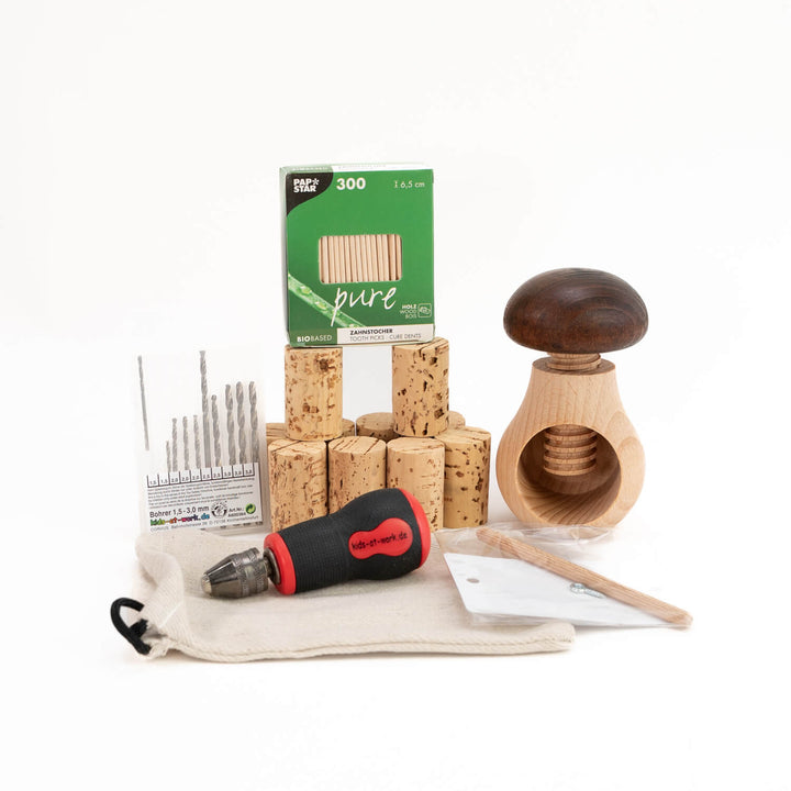 Kids at Work Drill Bit Chestnut Cork Set - Real Tools for Children - Australia