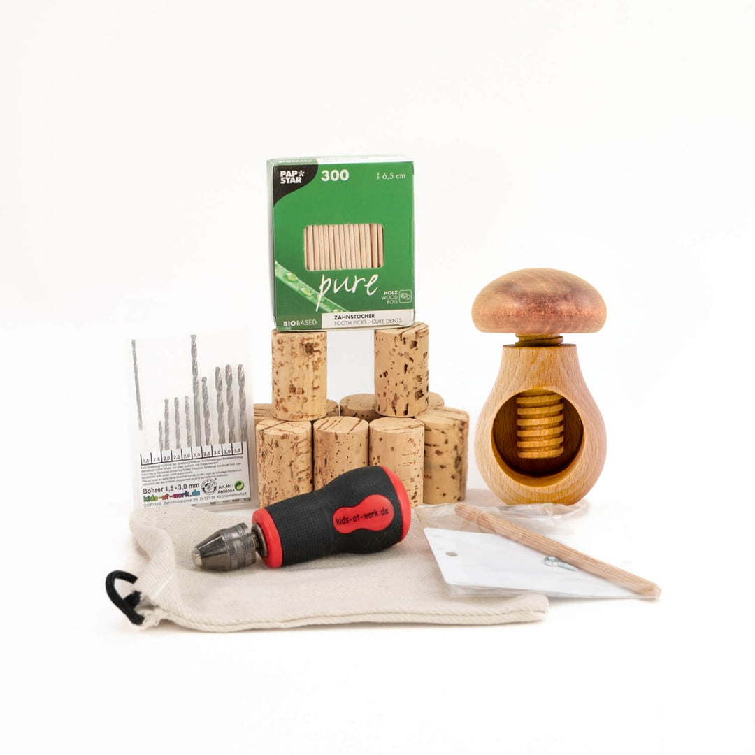 Kids at Work Drill Bit Chestnut Cork Set - Real Tools for Children - Australia