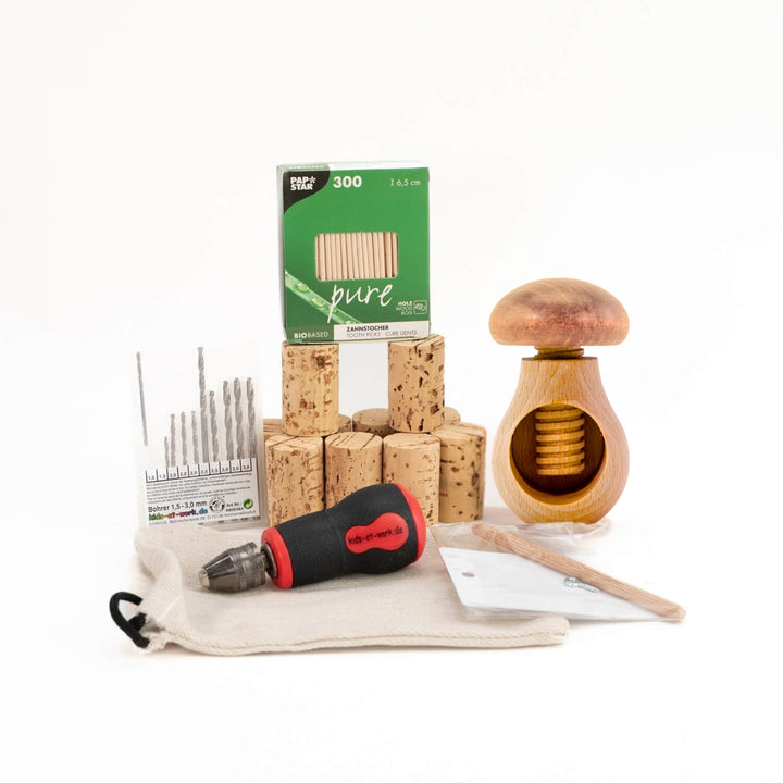 Kids at Work Drill Bit Chestnut Cork Set - Real Tools for Children - Australia