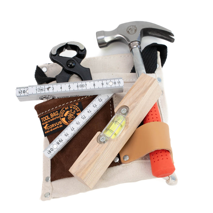 Kids at Work Cotton & Leather Belt with Tools - Set 1 - Real Tools for Children - Australia