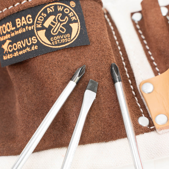 Kids at Work Cotton & Leather Belt with Tools - Set 2 - Real Tools for Children - Australia