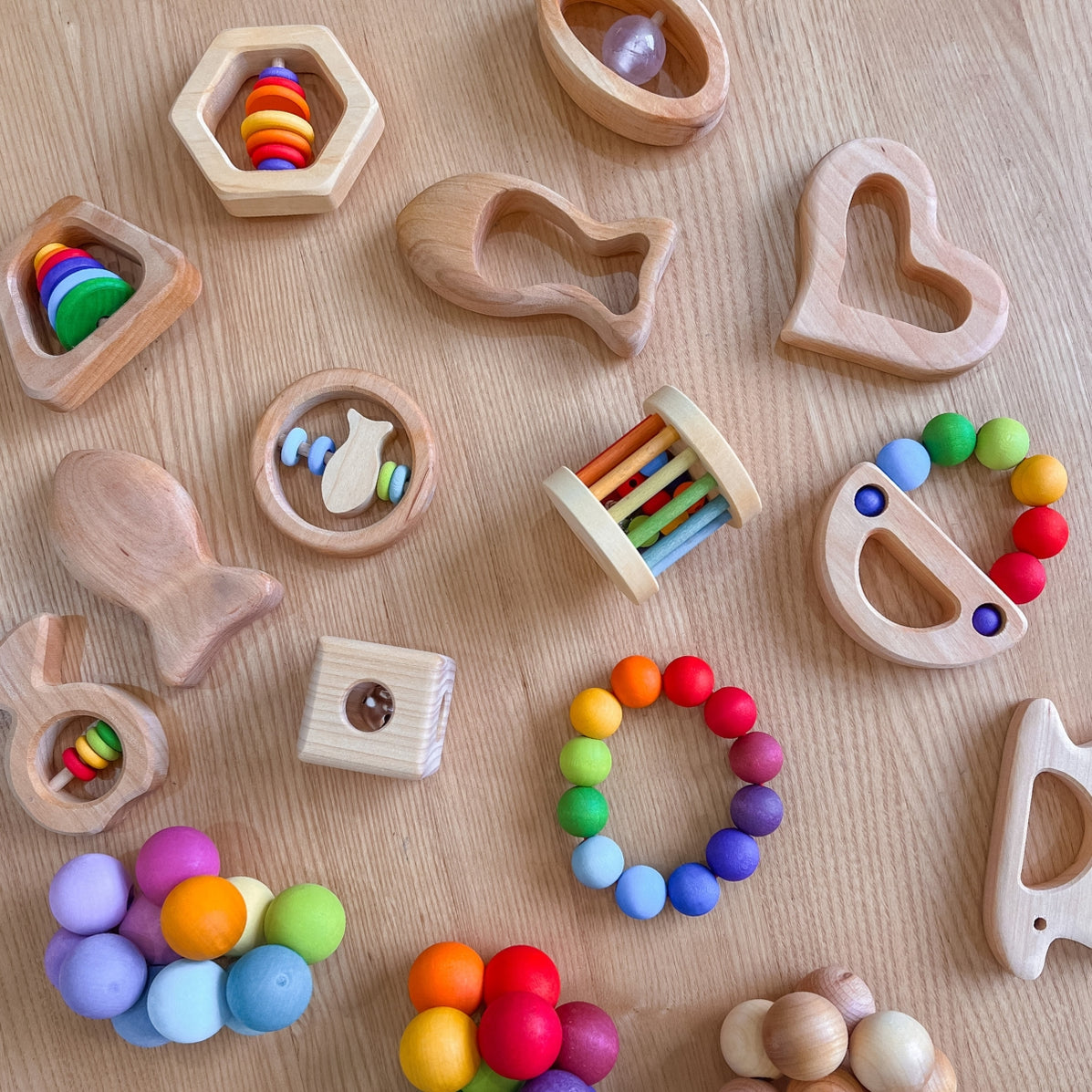 Grimm's Wooden Baby Toy Grasping Rattle Pyramide Trapezoid Australia