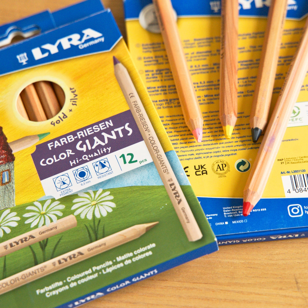 LYRA Colour Giants with Gold and Silver, 12 Piece Hexagonal Art Pencils for Kids, Australia