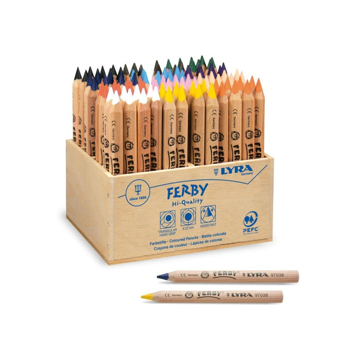 L3612960 LYRA Ferby Unlacquered Wooden Display - 96 (Short) Pencils 3612960