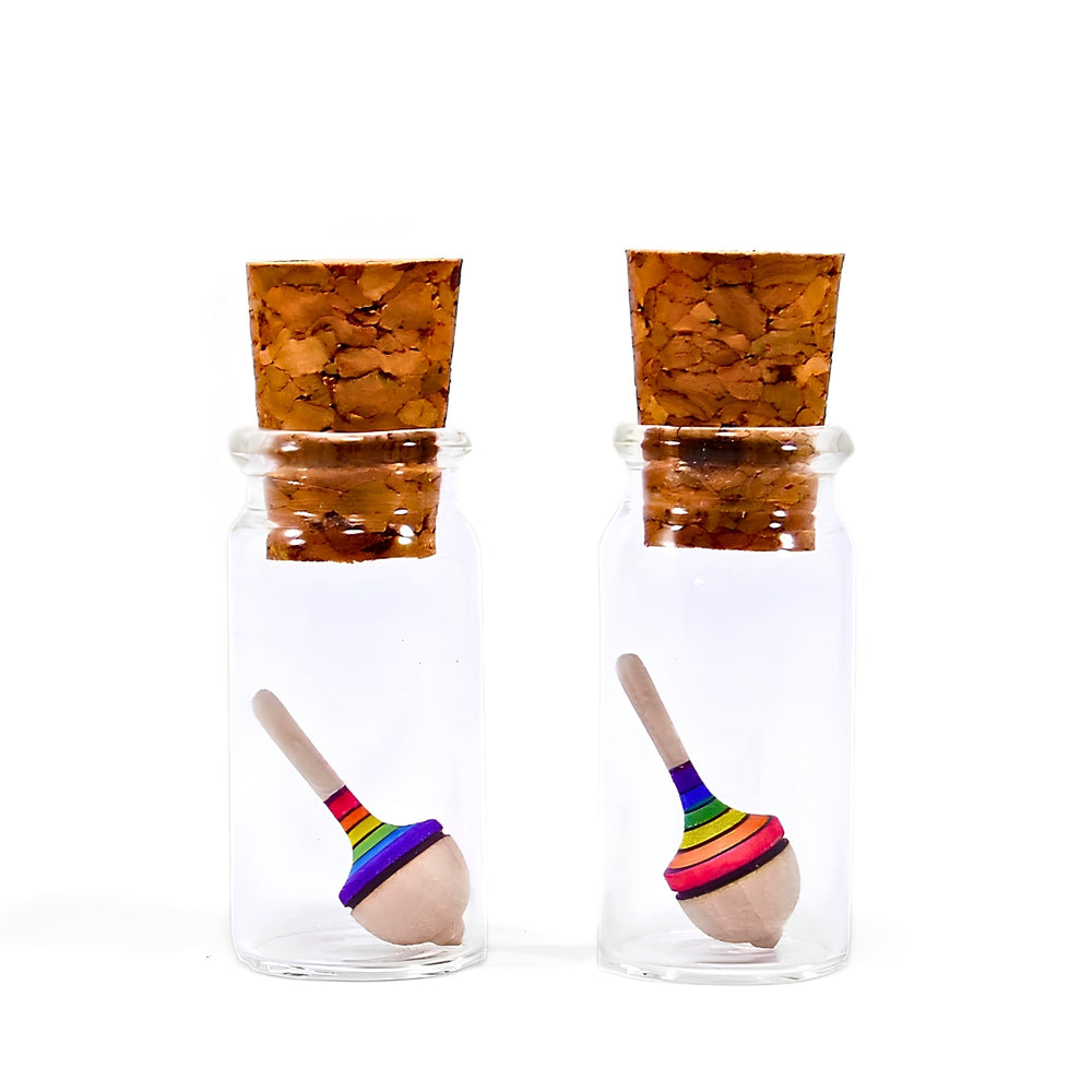 Mader Spinning Top - Miniature, Liliput - Rainbow - Wooden Toy, Australia
