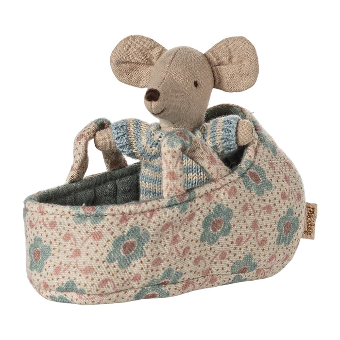 Maileg Baby Mouse in Carry Cot - Blue (2025), Australia