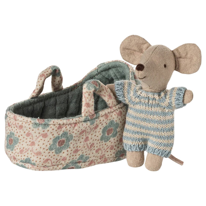 Maileg Baby Mouse in Carry Cot - Blue (2025), Australia