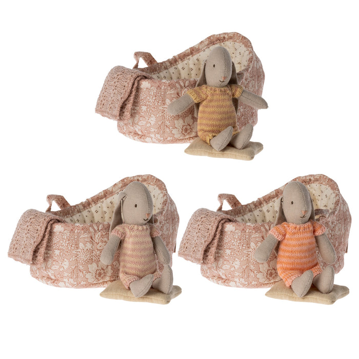 ML-5016102210 Maileg Bunny in Carry Cot - Micro Assorted (2023)