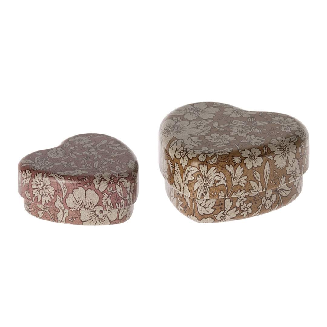 ML-5019460200 Maileg Heart Box - Set Ocher & Heather 2pcs