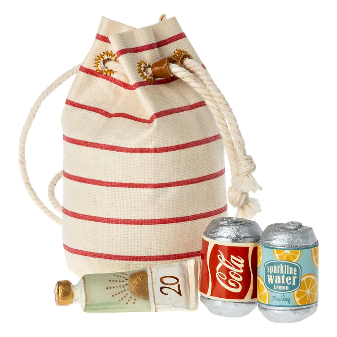 Maileg Miniature Beach Bag, Sun Screen, Soft Drinks from Australia