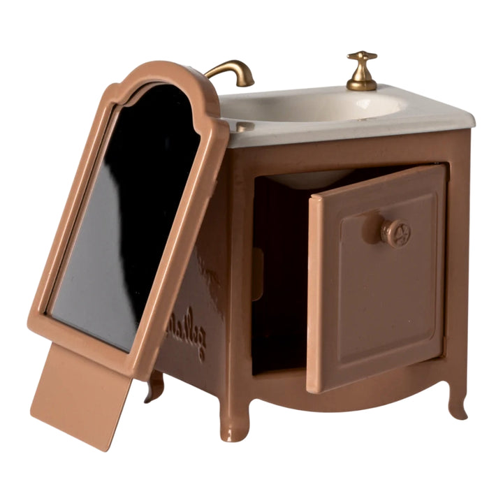 Maileg Miniature Bathroom Sink with Mirror for Mouse Dark Powder Pink from Australia
